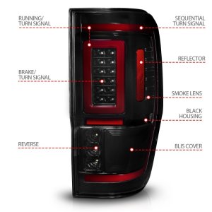 Ford Ranger Tail Light Assembly - Rear - ANZO - LED w/ Light Bar - Smoke - `19-`22