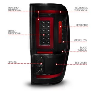 Ford Ranger Tail Light Assembly - Rear - ANZO - LED w/ Light Bar - Smoke - `19-`22