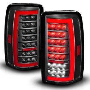 Chevrolet Tahoe Tail Light Assembly - ANZO - Full LED w/ Light Bar - Black Housing/Clear Lens - `00-`06