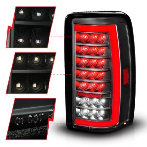 Chevrolet Tahoe Tail Light Assembly - ANZO - Full LED w/ Light Bar - Black Housing/Clear Lens - `00-`06