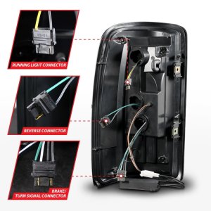 GMC Yukon Tail Light Assembly - ANZO - Full LED w/ Light Bar - Black Housing/Smoke Lens - `00-`06