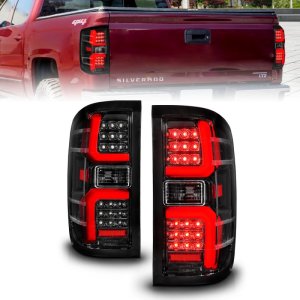 Chevrolet Silverado 2500 HD LED Taillights - ANZO - Sequential - Black Housing/Clear Lens - `15-`19