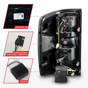 Chevrolet Silverado 3500 HD LED Taillights - ANZO - Sequential - Black Housing/Clear Lens - `15-`19