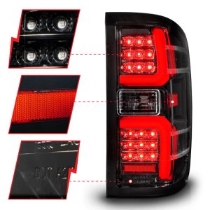 Chevrolet Silverado 3500 HD LED Taillights - ANZO - Sequential - Black Housing/Clear Lens - `15-`19