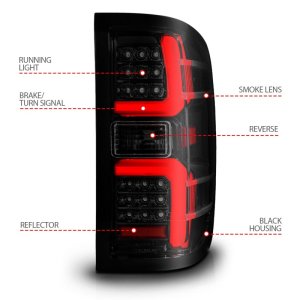 Chevrolet Silverado 2500 HD LED Taillights - Rear - ANZO - Sequential - Black Housing/Smoke Lens - `15-`19