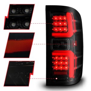 Chevrolet Silverado 2500 HD LED Taillights - Rear - ANZO - Sequential - Black Housing/Smoke Lens - `15-`19