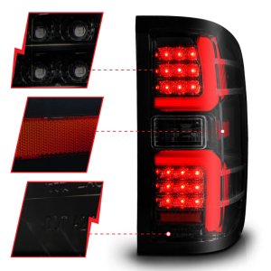 Chevrolet Silverado 3500 HD LED Taillights - Rear - ANZO - Sequential - Black Housing/Smoke Lens - `15-`19