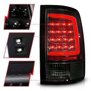 Dodge Ram 1500 Taillights - Rear - ANZO - LED Sequential - Black Housing / Clear Lens - `09-`18