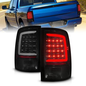 Dodge Ram 1500 LED Taillights - ANZO - Sequential LED Black Housing - Smoke Lens - `09-`18