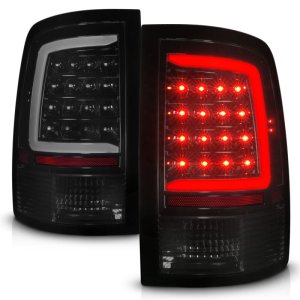 Dodge Ram 1500 LED Taillights - ANZO - Sequential LED Black Housing - Smoke Lens - `09-`18