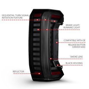 Toyota Tundra LED Taillights - Rear - ANZO - Z-Series Full LED - Smoke - `22-`24