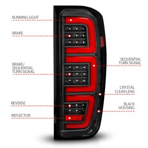GMC Sierra 1500 LED Tailgate Bar - ANZO - Full LED, LED Tube, Sequential Signal - Black - `19-`23
