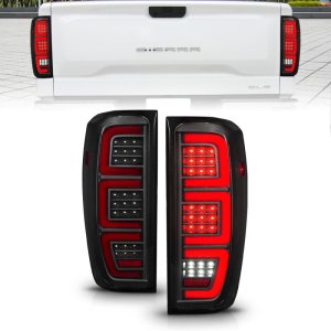 GMC Sierra 1500 LED Tail Lights - Rear - ANZO - Full LED, LED Tube, Sequential Signal - Smoke Black - `19-`23