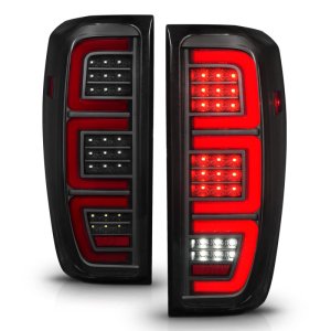 GMC Sierra 3500HD LED Tail Lights - Rear - ANZO - Full LED, LED Tube, Sequential Signal - Smoke Black - `19-`23