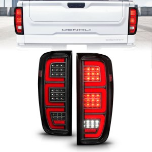 GMC Sierra 2500HD LED Tail Lights - ANZO - Full LED Bar, LED Tube, Sequential Signal, Black Housing, Clear Lens - Black - `19-`23