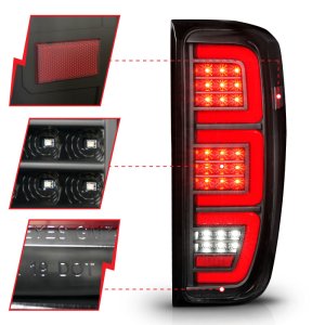 GMC Sierra 2500HD LED Tail Lights - ANZO - Full LED Bar, LED Tube, Sequential Signal, Black Housing, Clear Lens - Black - `19-`23
