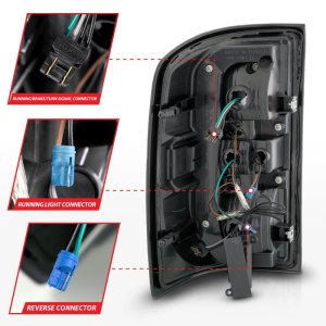 GMC Sierra 1500 LED Taillights - Rear - ANZO - Sequential Signal w/C-Light Bar - Black Housing Clear Lens - `14-`18