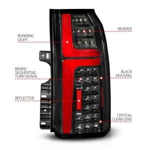 Chevrolet Tahoe LED Taillights - Rear - ANZO - Sequential LED Tube - Black - `15-`20