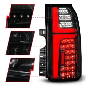Chevrolet Tahoe LED Taillight Assembly - Rear - ANZO - Sequential LED Tube with Smoke Lens - Black - `15-`20 Chevrolet Tahoe LED Taillight Assembly - Rear - ANZO - Sequential LED Tube with Smoke Lens - Black - `15-`20