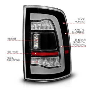 Dodge Ram 2500 LED Taillights - Rear - ANZO - Sequential LED - Black - `10-`18