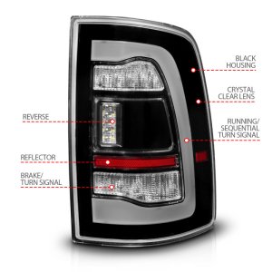 Dodge Ram 3500 LED Taillights - Rear - ANZO - Sequential LED - Black - `10-`18