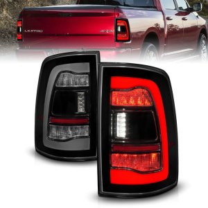 Dodge Ram 1500 LED Taillights - Rear - ANZO - Sequential LED - Smoke Black - `09-`18