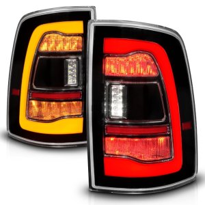 Dodge Ram 1500 LED Taillights - Rear - ANZO - Sequential LED with Switchback Amber Signal - Black - `09-`18