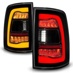 Dodge Ram 1500 LED Taillights - Rear - ANZO - Sequential LED w/Switchback Amber Signal - Smoke Black - `09-`18