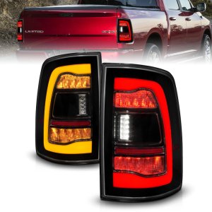Dodge Ram 1500 LED Taillights - Rear - ANZO - Sequential LED w/Switchback Amber Signal - Smoke Black - `09-`18
