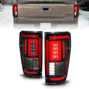 Ford F-150 LED Taillights - Rear - ANZO - Sequential LED Turn Signal with BLIS Cover - Black - `21-`23