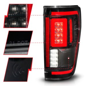 Ford F-150 LED Taillights - Rear - ANZO - Sequential LED Turn Signal with BLIS Cover - Black - `21-`23