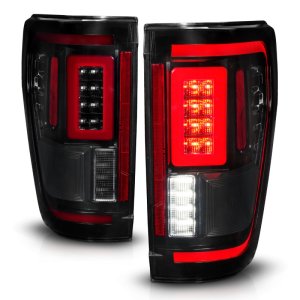Ford F-150 Tail Lights - Rear - ANZO - Sequential LED Turn Signal + BLIS Cover - Smoke Black - `21-`23