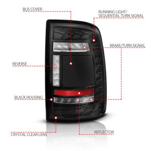 RAM 3500 LED Taillights - ANZO - Full LED SeqSig - Black - `19-`24