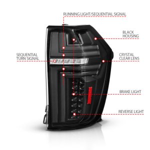 Chevrolet Suburban LED Taillights - ANZO - SeqSig - Black - `21-`24
