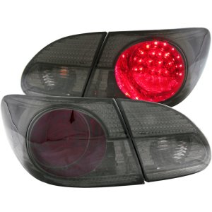 Toyota Corolla Taillights - Rear - ANZO - LED - Red/Smoke - `03-`08