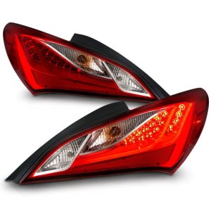 Hyundai Genesis LED Taillights - Rear - ANZO - ANZO - Red/Clear - `10-`13