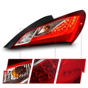 Hyundai Genesis LED Taillights - Rear - ANZO - ANZO - Red/Clear - `10-`13