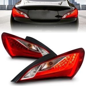 Hyundai Genesis LED Taillights - Rear - ANZO - ANZO - Red/Clear - `10-`13