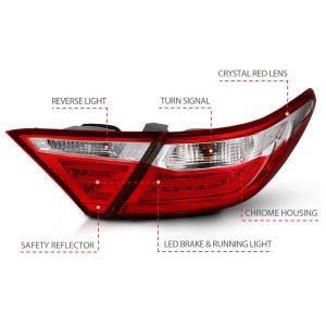 Toyota Camry LED Taillights - ANZO - Red/Clear - `15-`16 Toyota Camry LED Taillights - ANZO - Red/Clear - `15-`16
