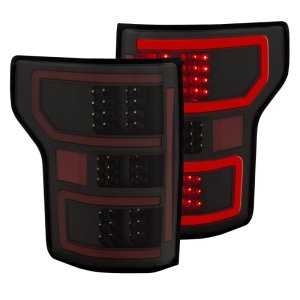 Ford F-150 LED Taillights - Rear - ANZO - Clear Lens; Black Housing - Red/White - `18-`19