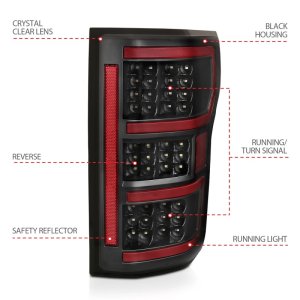 Ford F-150 LED Taillights - Rear - ANZO - Clear Lens; Black Housing - Red/White - `18-`19