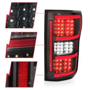 Ford F-150 LED Taillights - Rear - ANZO - Clear Lens; Black Housing - Red/White - `18-`19