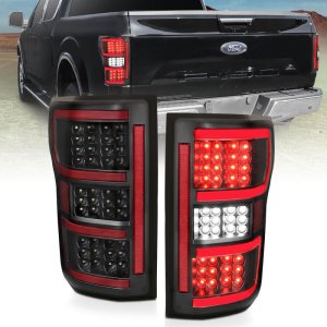 Ford F-150 LED Taillights - Rear - ANZO - Clear Lens; Black Housing - Red/White - `18-`19
