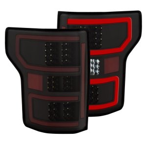 Ford F-150 LED Taillights - Rear - ANZO - Clear Lens; Black Housing - Red/White - `18-`19