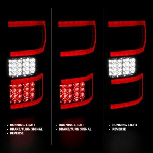 Ford F-150 Taillights - Rear - ANZO - LED, Smoked Lens, Black Housing - Red/White - `18-`19