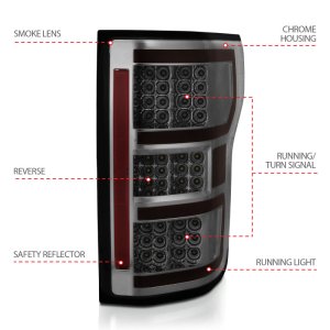Ford F-150 Taillights - Rear - ANZO - LED, Smoked Lens, Black Housing - Red/White - `18-`19