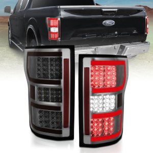 Ford F-150 Taillights - Rear - ANZO - LED, Smoked Lens, Black Housing - Red/White - `18-`19