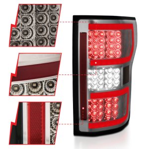 Ford F-150 Taillights - Rear - ANZO - LED, Smoked Lens, Black Housing - Red/White - `18-`19