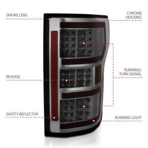 Ford F-150 Taillights - Rear - ANZO - LED, Smoked Lens, Black Housing - Red/White - `18-`19