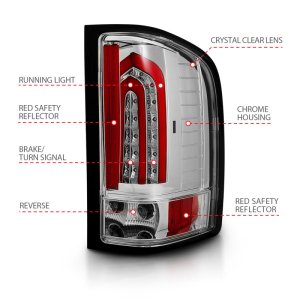 Chevrolet Silverado 1500 Tail Lights - Rear - ANZO - LED - Chrome - `07-`13